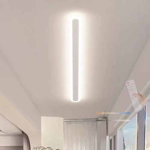 Plafonnier LED dimmable 150cm blanc avec télécommande pour salon moderne