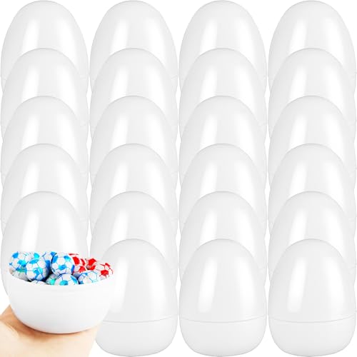 Barblog 24 Pcs 4 Inch/ 5 Inch White Plastic Easter Eggs Large Fillable Easter Eggs Empty Blank Fillable Eggs for Easter Theme Party Supplies Goodie Basket Stuffers (White ( 4 Inch )
