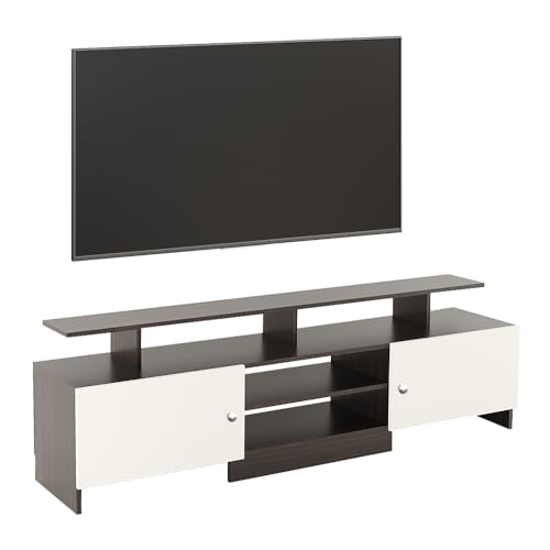 Image of FURNEASER KSV Modern TV Unit for Living Room | Engineered Wood TV Cabinet with Storage Shelves | Entertainment Center TV Stand for Home (Fits Up to 65 Inch TV) | DIY Space Saving (Wenge & White)