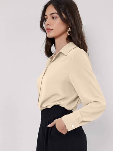 Image of GRECIILOOKS Women's Oversized Fit Rayon Crop Top Shirt | Comfortable Rich Korean Button Down | Workwear Top for Office & Casual Outfit