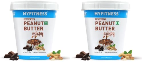 Image of MYFITNESS Peanut Butter Chocolate Spread Crispy 510g | 21g Protein & 8g Fiber | Tasty & Healthy Nut Butter Spread for Breakfast & Snacks | Cholesterol Free | Zero Trans Fat | 100% Pure Roasted Nuts