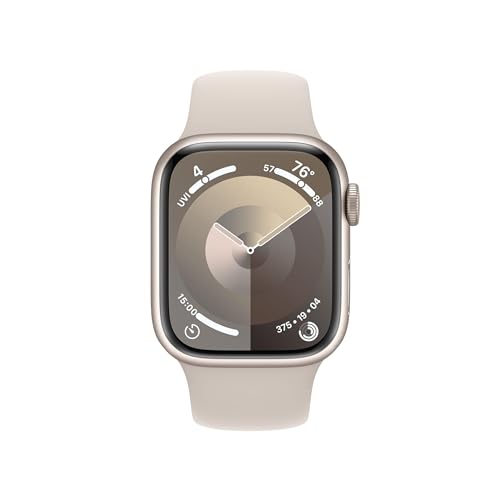 Image of Apple Watch Series 9 [GPS + Cellular 41mm] Starlight Aluminum Case with Starlight Sport Band S /M (Renewed)