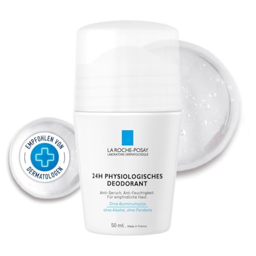 La Roche-Posay Physiologischer Deo-Roll-On, Schnelltrocknender Deo-Roller mit bis zu 24 Stunden Wirkung gegen Feuchtigkeit und unangenehme Gerüche, Mit Thermalwasser, Perlit, Zink und Allantoin, 50 ml