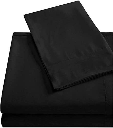 Nd Black Bed Sheets, Hotel Luxury Bedding Sheets & Pillowcases, Extra Soft Deep Pocket Up To 14", Wrinkle Fade Stain Resistant, 4 Piece Set (Black, Queen) #TOP2