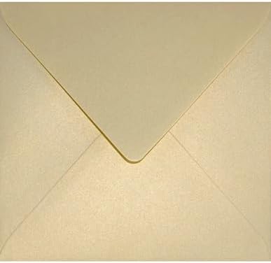 50x buste quadrate - 15,5 x 15,5 cm - Colore: eucalipto (verde) - foderato  con carta metallizzata oro - Incollaggio a umido - per inviti e saluti cari  : : Cancelleria e prodotti per ufficio