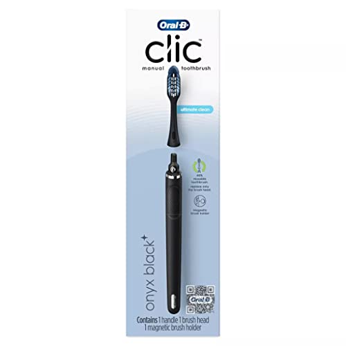 Image of Oral-B Clic Manual Toothbrush, Onyx Black, with Magnetic Toothbrush Holder - 1 Count 049-09-6257 1.0 Count