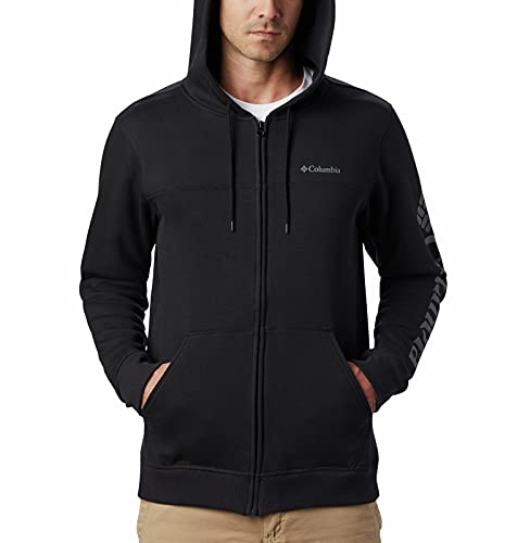 Columbia Men's Logo Fleece Full Zip, Black/City Grey, Small #TOP4