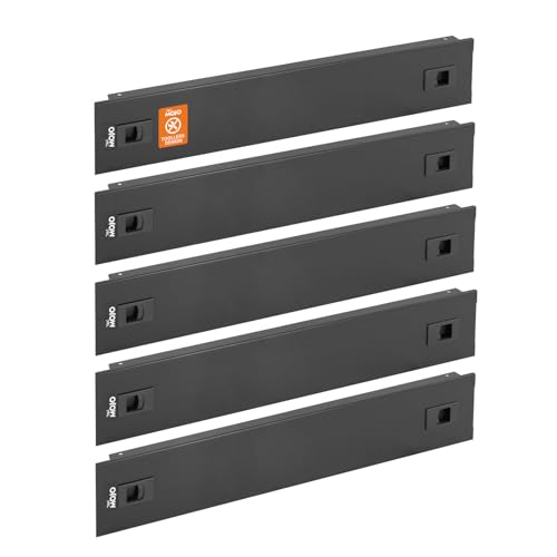 Tecmojo Paquete de 5 paneles en blanco de 2U, panel en blanco de acero laminado en frío, placa de montaje en rack para gabinete de servidor de 19 pulgadas o gabinete de red, montaje sin herramientas