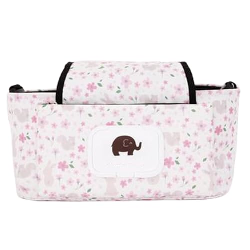 Poussette Organisateur, Grand Capacité Prame Accessoires Sac Organizer, Sac de rangement indispensable pour bébé,Rose