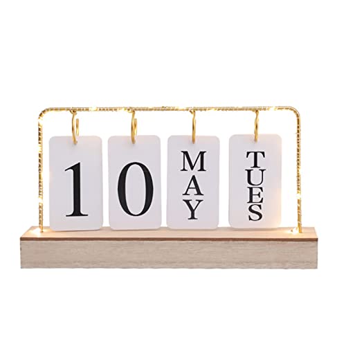 Tainrunse Calendrier de table bricolage support de table réglable calendrier date d'enregistrement lumières LED décor chic léger A Cover