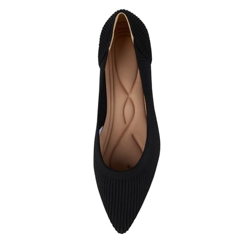 YEOJOU Heels for Women Knit Pointed Toe Women Pump Shoes Low Heel Comfortable Womens Dress Shoes Work2