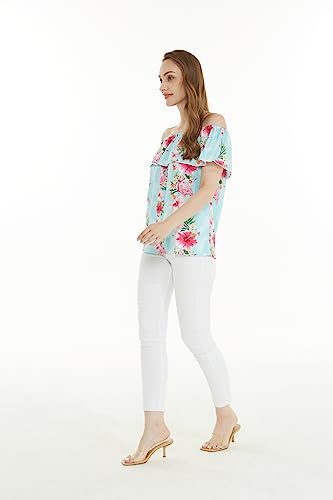 Image of Hawaii Hangover Family Matching Clothes, Pink Hibiscus Vine Turquoise | Family matching Hawaiian outfits, Pink Hibiscus Vine Turquoise, lightweight rayon, machine washable, tropical floral print