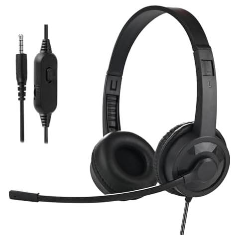 Ladont 2 Pack Kids Headphones with Microphone for Classroom School Student K-12, 3.5mm Jack Wired Headset with Microphone for Laptop Chromebook Computer PC-Black Cover