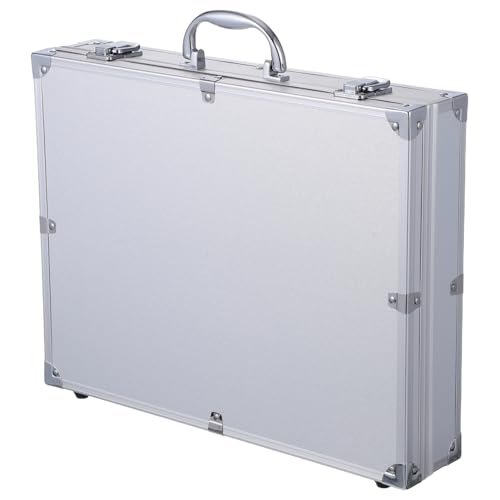 SUPVOX Aluminum Toolbox Lockable Storage Case for Tools Electronics and Accessories - Durable Silver Hard Case with Carry Handle - Large Capacity 14.57X11.22X2.95 Inches
