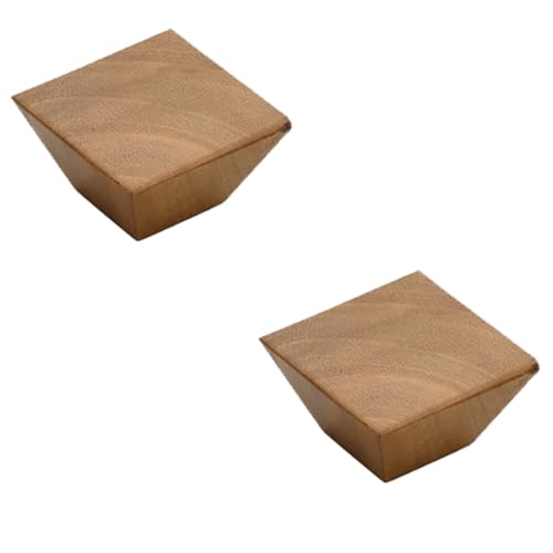 Image of 10 Piece Solid Teak Wood Square Drawer Knob| Wooden Cabinet & Wardrobe Door Handle | Natural Finish Geometric Furniture Knob for Cupboard, Kitchen Drawer & Dresser Hardware - 2 Inch