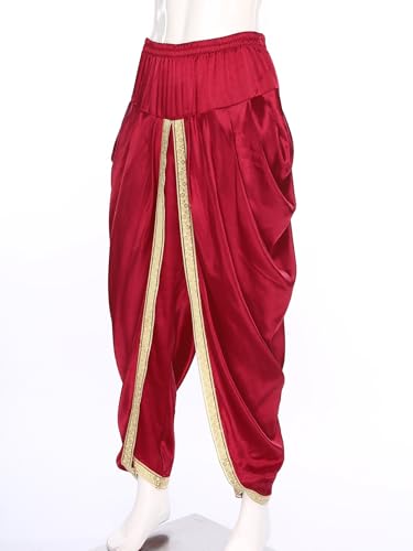 Mens Satin Indian Dhoti Style Pants Casual Kurta Baggy Harem Yoga Pants Draped Hippie Drop Crotch Trousers3
