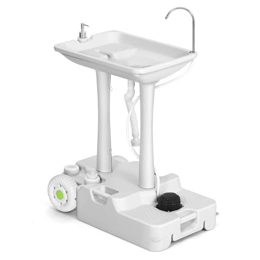 YITAHOME Portable Camping Sink with Rolling Wheels, Hand Washing Station with 30 L Water Capacity, Soap Dispenser, Towel Holder, Ideal for Outdoor, Travel, Boat, Gather, Wedding, Worksite, White
