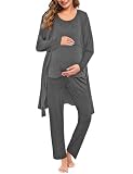 SWOMOG Maternity Nursing Robe Set 3 PCS