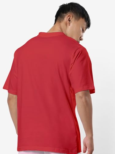 Image of crazymonk Oversized Baggy Fit Drop Shoulder Half Sleeves Round Neck Solid Pure Cotton T-Shirt for Men