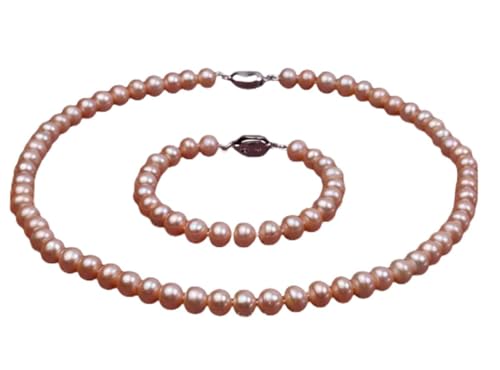 Perles d'eau douce roses parure collier et bracelet AA 8-9 mm haut de gamme