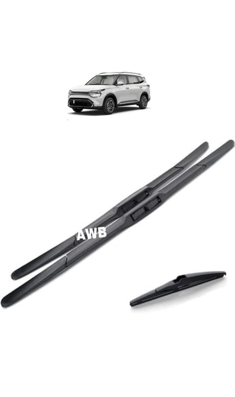 Image of AWB Hybrid Wiper Blades Front & Rear Compatible with Kia Carens (pack of 3)
