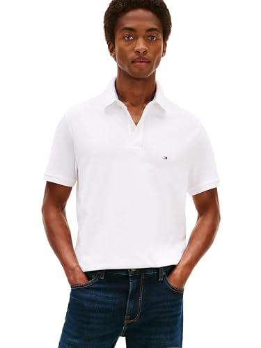 Tommy Hilfiger Men's Polo Shirt Regular Fit, Classic White Medium