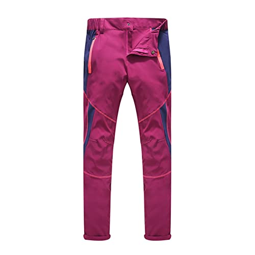 vokkrv Pantalones Mujer Senderismo Pantalones Trekking al Aire Libre Trabajo Cortaviento e Impermeable Softshell Moda Slim Fit Pantalones Primavera Verano Deportes elástico Secado rápido Wine L