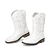 DREAM PAIRS Toddler Cowboy Boots Cowgirl Boots for Girls Square Toe Mid Calf Boys Western Fashion Riding Shoes for Toddler/Little Kid/Big Kid,Size 3 Little Kid,White,KKUMMB2506