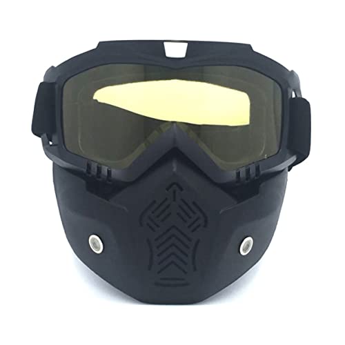 KOMBIUDA Masque Facial pour Moto Lunettes de Casque Détachable Lentille Jaune Protection Ajustable Visage