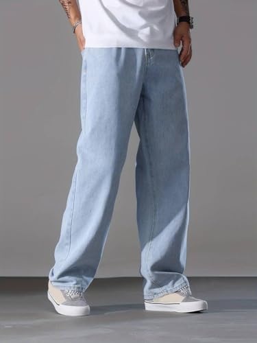 Image of Straight Fit Mid Rise Light Blue Men Denim Jeans