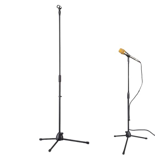 Aquafix マイクスタンド マイクホルダー マイクアームコンパクト 三脚ベース 高さ調節可能 折り畳み 講習会/ライブ/スピーチ/放送/カラオケ用