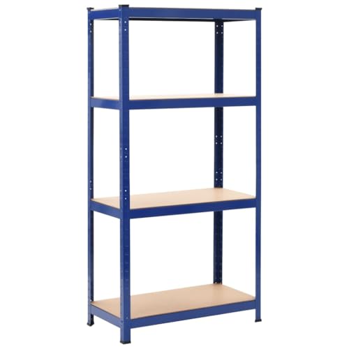 Eleganz Estantería de almacenamiento con 4 estantes, color azul, para cargas pesadas, para garaje, trastero, sótano, soporta hasta 320 kg