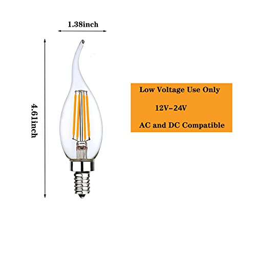 SHUWDKAR Low Voltage 12V 24V Candelabra E12 Base LED Light Bulb Flame Tip 40Watt Equivalent Warm White 2700k for 12volt Landscape Lighting RV Camper Marine Boat Solar Battery use 4 Pack by SHUWDKAR - Image 3