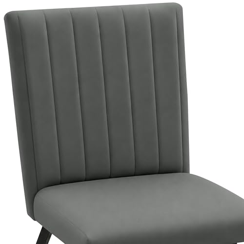 Image of Rosebell Set of 4 Dining Table Chairs with Wooden Top Table, Upholstered Cushioned Chairs, Modern Compact Dining Set for Home, Kitchen & Dining Room (Grey)