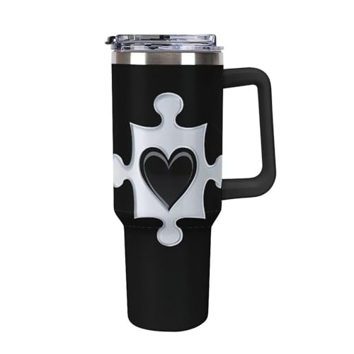Botella de agua y taza de viaje de 40 oz de autismo para café, té y portavasos de coche