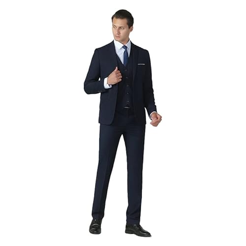 Menteola Men's Suits 3 Piece Tuxedo Suits Mens Suits Slim Fit Casual Suit Blazer Single Button Wedding Prom Suits For Men Navy Big And Tall Suits For Men #TOP1