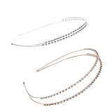Metal Wire Headbands for Women, 2pcs Double Wire Headband, Crystal Rhinestone Hair Bands, Hair...