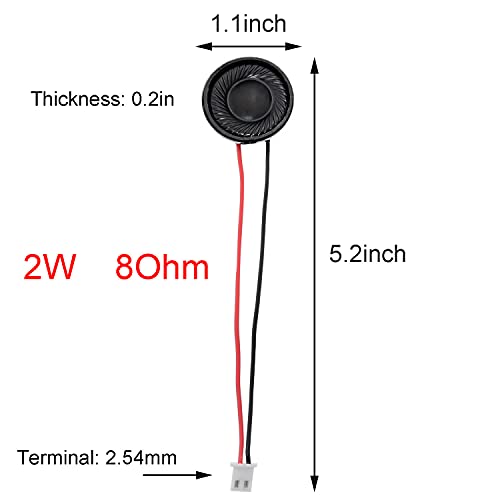 JJHXSM Magnetic Loudspeaker 4PCS 28mm/1.10Inch 8Ohm 2W Round Metal Shell Internal Magnetic Speakers with Wire