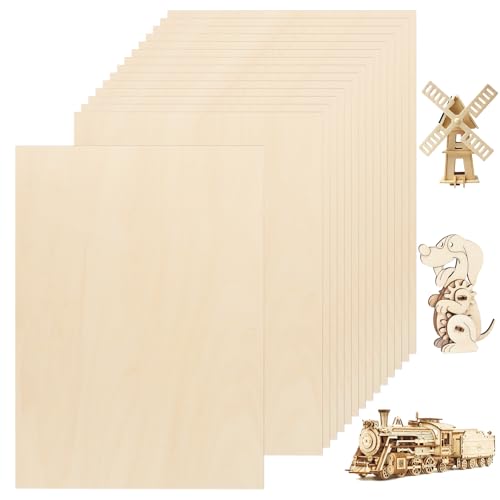 VIDETOL Lot de 15 feuilles de bois de balsa - 400 x 300 x 3 mm - Feuilles de contreplaqué brut pour projets de bricolage, modélisme en bois, pyrogravure, peinture et gravure