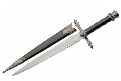 Réplica de faca de adaga estilo medieval coroa do rei de 32 cm com bainha