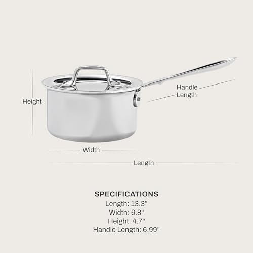 Image of All-Clad D3 Stainless Steel 1.5 Quart Sauce Pan With Lid- Made in the USA- The Original Bonded Professional Cookware- Oven Safe & Induction Compatible