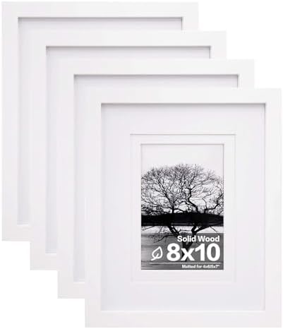 Egofine 8x10 Picture Frames Set of 4, Made of Solid Wood Covered ...