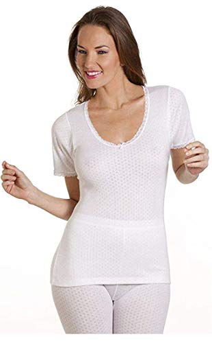 Ropa interior térmica para mujer, chaleco de manga corta, camiseta blanca de lujo, capa base cálida de invierno, blanco, M