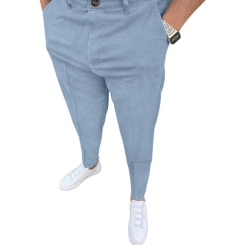 Mens Casual Plaid Pants Modern Comfort Stretch Flat-Front Skinny Pants