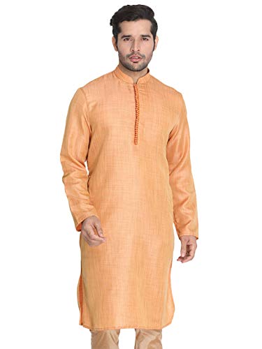 Image of VASTRAMAY Men's Beige Cotton Silk Blend Kurta