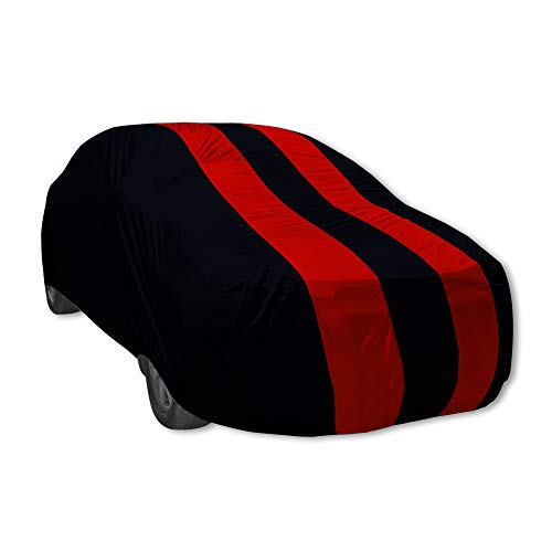 Image of Auto Hub Car Cover Compatible with Passat with Weather Proof, Mirror Pocket, Triple Stitched, Passat Car Cover- Navy-Red