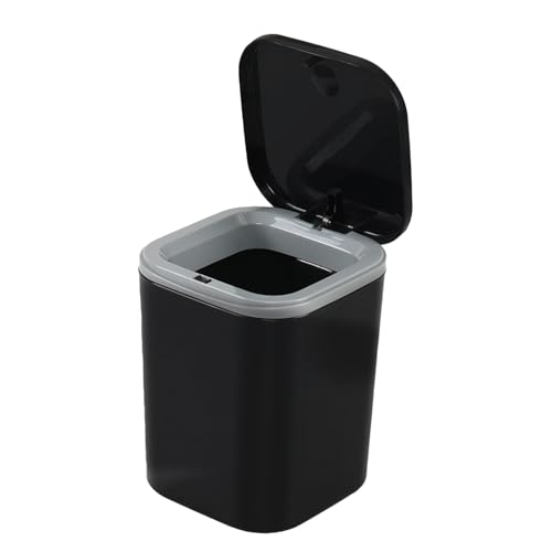 Mini caneca de basura de mesa con tapa 2 litros negra