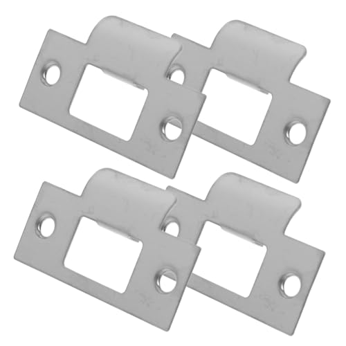 HAMPPLIES 4 piezas Placa de Refuerzo para Puerta Acero Inoxidable Resistente para Pestillo Cerradura Embutir Protección Seguridad Fácil Instalación Kit Frontal Hogar
