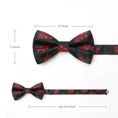 Image of HISDERN Bow Ties for Men Pretied Bow Tie Set Paisley Classic Bowties and Pocket Square Cufflinks Set for Wedding Party