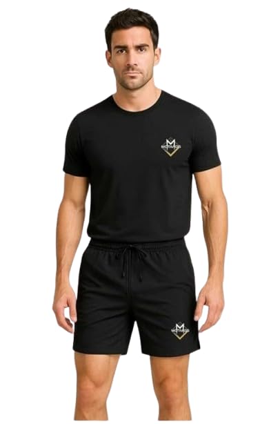 cency Men’s Casual Co-Ord Outfit with MAT Graphic Print Black Oversized Tee and Shorts for Gym & Travel-picture-40